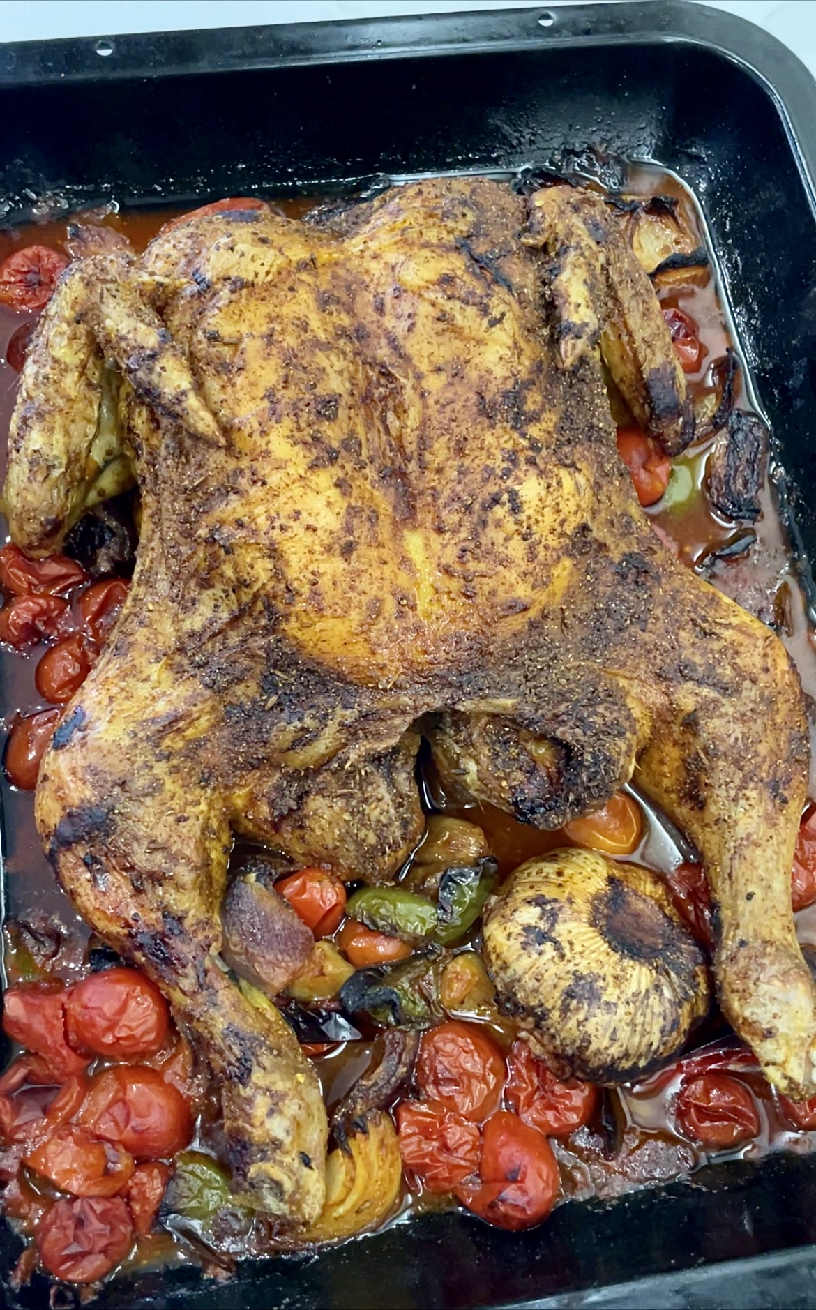 Curry spiced spatchcock chicken