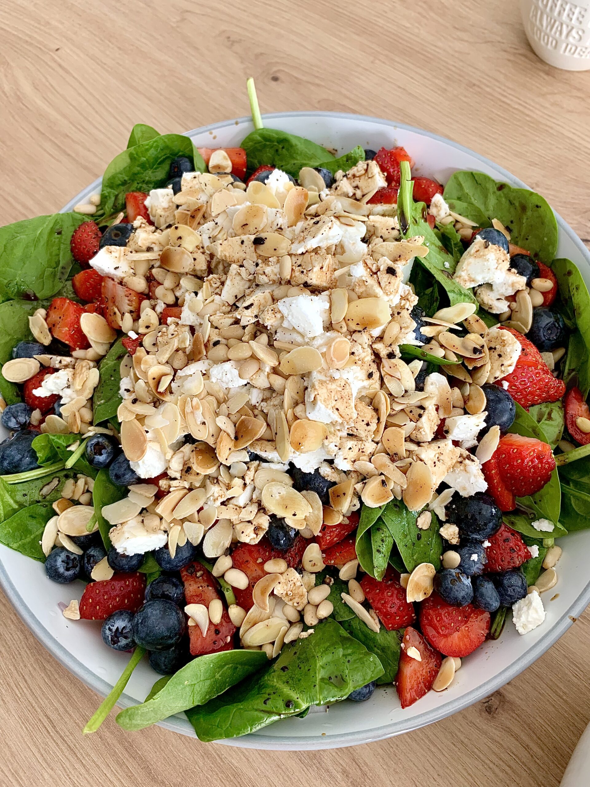 Spinach, feta and mixed berry salad